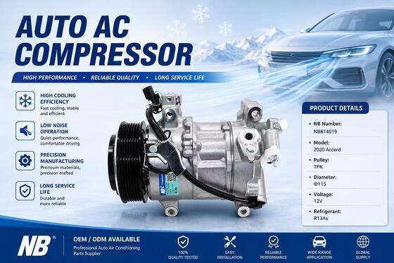 Автомобильный переменный компрессор NB614019 для Honda Accord 1.5T CV1 2018-2020, 38810-6A0-A01 38810-6A1-H01, 7PK 115mm 12V A/C насос